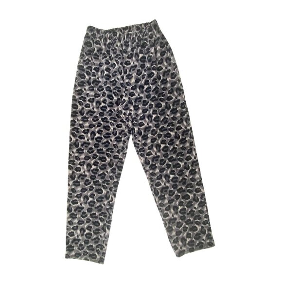 Vintage 90's Dana Buchman Womens Leopard Print Elastic Waist Soft Velour Pants M - Picture 1 of 11